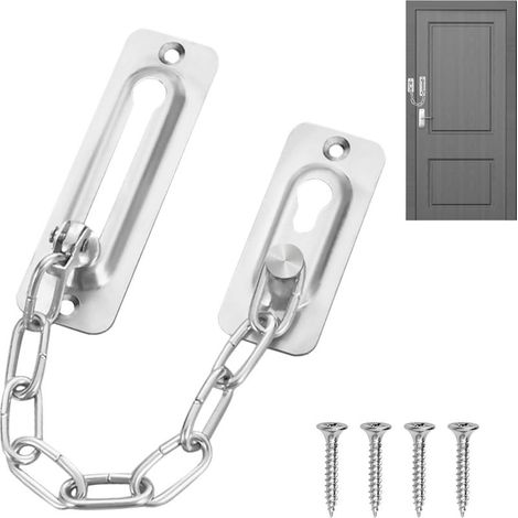 (Argento) Catena per porta, Serratura di sicurezza, Serratura per porta, Catena per serratura della porta, Catena per tenda della porta d'ingresso, Catena di sicurezza per porta, Serratura di sicurezz (1/5)