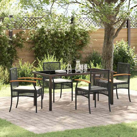 Garden Dining Set 5 pcs Black Poly Rattan vidaXL (1/5)