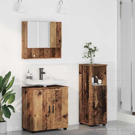 Badezimmermöbel-Set 3 pcs Altholz Holzwerkstoff & Metall vidaXL (1/5)