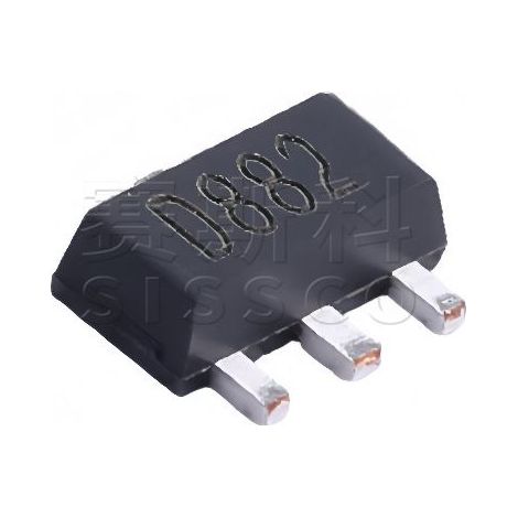 Changdian D882 SOT-89-3 NPN-Transistor, 30 V/3 A, Oberflächenmontage, elektronisches Bauteil (5 bestückte Stück).