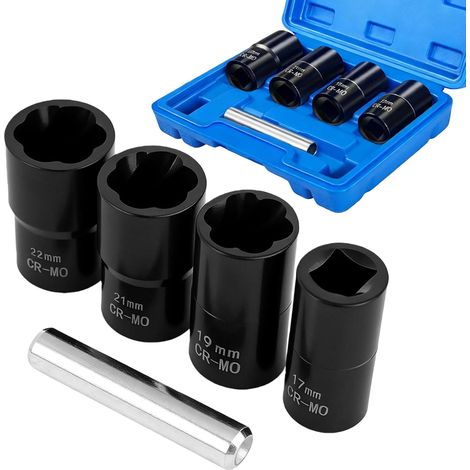 5 Pièces Coffret de Douilles Extracteurs de Vis, Douille Pour Extracteur de Boulon Endommagés, Extracteurs D'écrous de Boulons à Impact, Ecrou Cassé Extracteur D'écrous pour L'entretien (1/5)