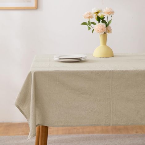 Nappe Rectangulaire, Nappe De Table 140x240 cm, 100% Coton Lavé Nappe Rectangulaire Tissu, pour Table, Intérieur, Extérieur, Beige (1/5)