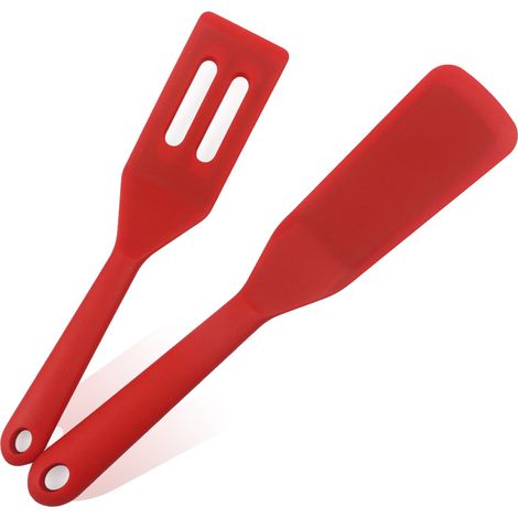Spatule fine monobloc en silicone, spatule à œufs, spatule à long manche, spatule à crêpes, spatule de cuisson résistante à la chaleur, spatule à pancakes antiadhésive (1/5)