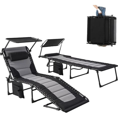 Transat, Design Réglable, Matériaux Durables, 2Pcs 200x68x35cm (1/2)