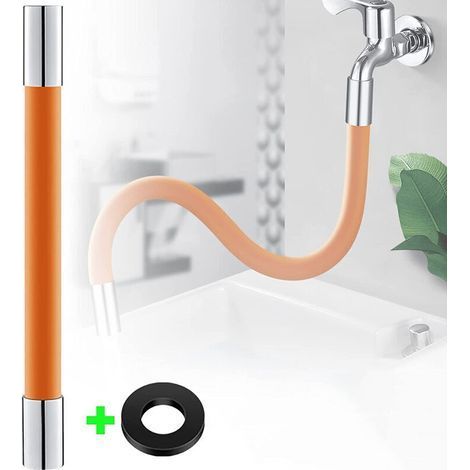 Faucet Extension Tube 20cm Spray Hose Extension 360° Rotation for Kitchen Bathroom Orange (1/5)