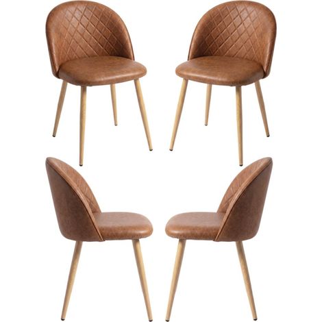 Packs Sillas Comedor - Pack 4 Sillas Vint Polipiel - Diamante Café (1/5)