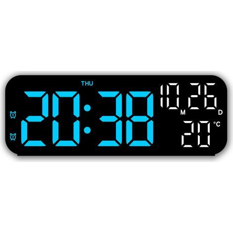 Einfacher elektronischer Wecker, multifunktionale LED-Uhr für Zuhause – blauer Lichtstreifen, schwarzes Gehäuse (1/4)