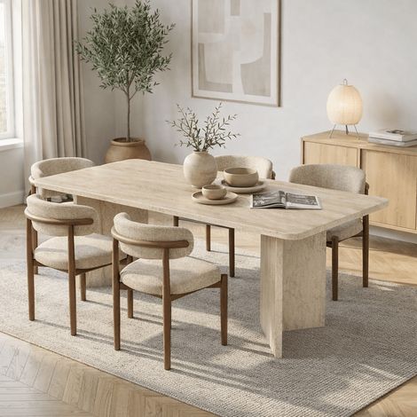 Esstisch Travertin-Melamin rechteckig 180x89,5x75 cm - Linova