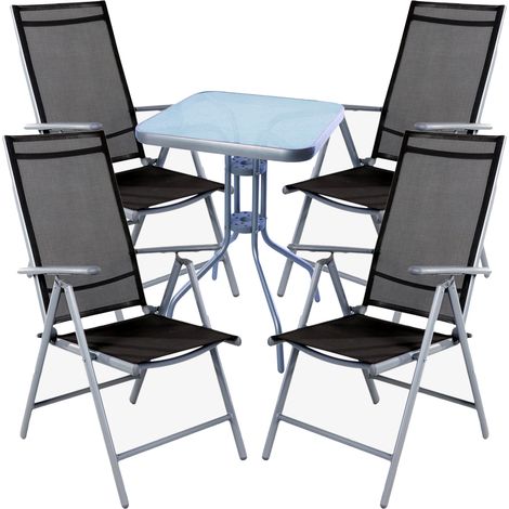 Bistrogarnitur 4-teilig 60x60cm Silber/Anthrazit-MMC33081+4xMMC5000DG (1/3)