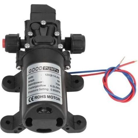 Selbstansaugende Wasserpumpe – Hochdruck-Membranwasserpumpe 12 V DC, 0,9 MPa, 6 l/min, 70 W (1/5)