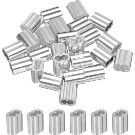 1/8" 3mm Aluminium Sertissage Boucle Manchon Argent 25pcs (1/5)