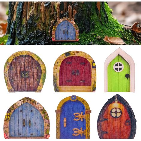 Set of 6 miniature wooden fairy gates for trees, gardens, tree decorations, yards, dollhouses (1/5)