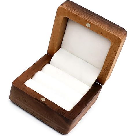 Boîte à Bagues de Fiançailles en Bois, étui de Rangement Rétro élégant pour Cérémonie, Proposition de Mariage pour Couples (1/5)