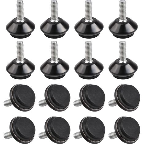 16pcs M6 vissé dans le niveau de meubles réglable,  filetage angle hauteur réglable niveau de meubles, niveau de pied de vis en acier inoxydable, vis pour table, chaise, pieds de meubles