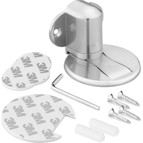 Butée de porte magnétique - Support de porte auto-adhésif avec aimant - Butée de porte à visser ou à coller - Pour portes de différentes hauteurs (1/5)