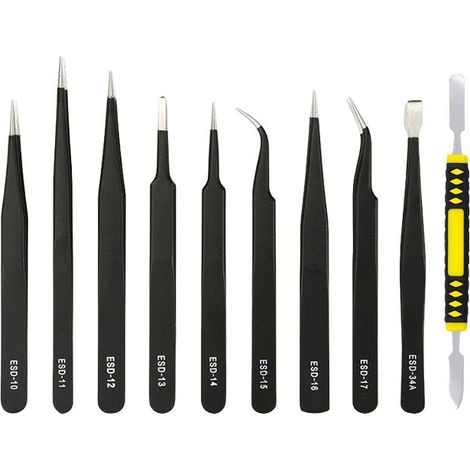 Ensemble de 10 pinces électroniques antistatiques de précision (1/4)