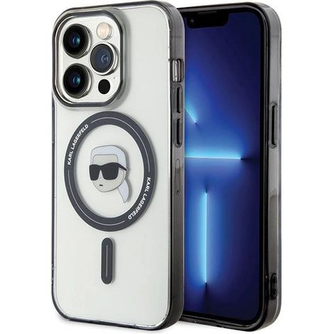 Karl Lagerfeld KLHMP15LHKHNOTK Transparente Hartschalen-Schutzhülle für iPhone 15 Pro 6.1 mit IML-Design und MagSafe-Anschluss (1/5)