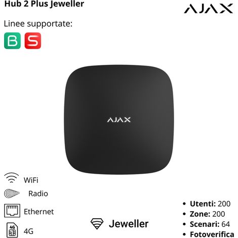 Ajax Hub 2 Plus centrale di allarme intelligente nera