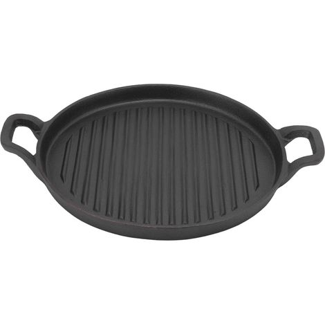 Poêle en fonte réversible double poignée ronde grillée pour cuisinière gaz électrique 24 cm (1/5)