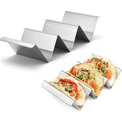 Rack À Tacos Et Burritos - Acier Inoxydable - Design Onduleux - Empilable - Pour Cuisine Maison Ou Professionnelle - Lot De 3 (1/5)