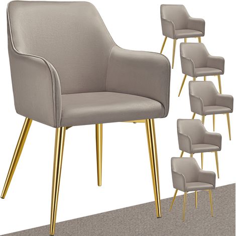 Lot de 6 fauteuils rembourrés en acier taupe (1/5)
