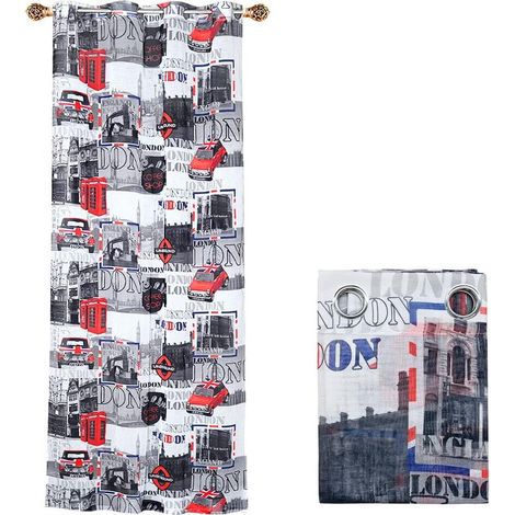 Tenda Porta Finestra 1 Pannello 140x290 cm Filtrante Moderna Occhielli Acciaio - Londra