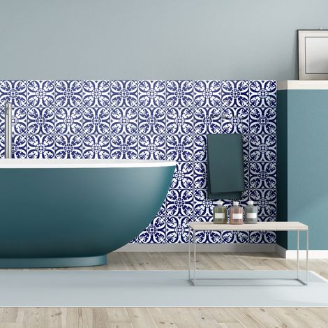 Sticker Mural Carrelage adhésif Cuisine Salle de Bain - 60 STICKERS CARRELAGES AZULEJOS MARTA - 60stickers15x15cm (1/5)