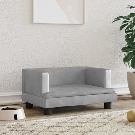 Lit pour chien，Lit pour animal gris clair 60x40x30 cm velours CFW838243 (1/5)