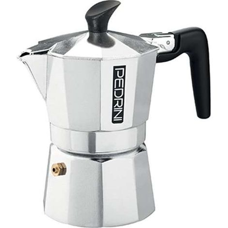Caffettiera Caffè Moka brillantata manico nero 1 tazze pedrini