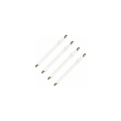 4er-Set verstellbare Spanngurte mit Gummibändern für Bettlaken, Sofabezüge und Bügelbretter – 30 cm bis 120 cm, weiß – Crezuo