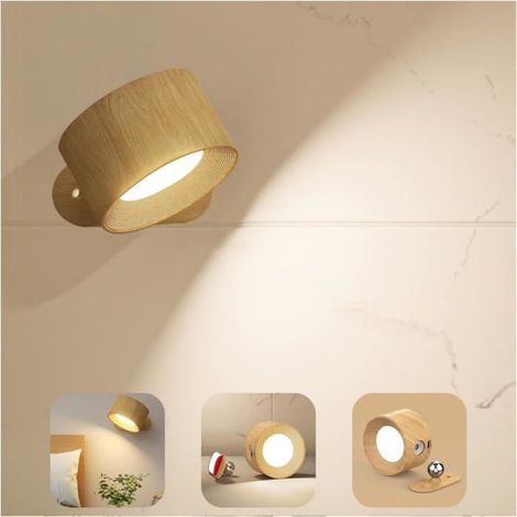 Applique Murale Interieur, Lampe Murale Touch LED avec Port de Charge USB, 3 Niveaux de Luminosité 3 Températures Rotatifs 360° (1/5)