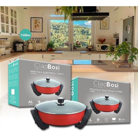 Linq - Pentola Elettrica Padella Casseruola Tonda Antiaderente 30cm 1500w Cucina Tx-9809 -
