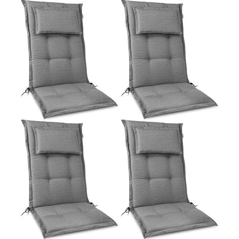 Beautissu 4er Set Hochlehner Auflage HighLux HL 120x50x7 cm Hellgrau