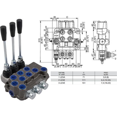 Distributeur monobloc en fonte 3 leviers 1/2 type DN pr&eacutedispos&eacute pour carry over - 81579 (1/2)