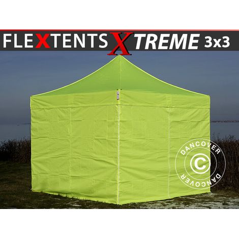 Pop up gazebo FleXtents Xtreme 50 3x3 m Neon yellow/green, incl. 4 sidewalls