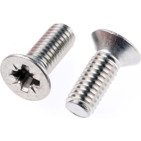 Vis à métaux RS PRO M6 à tête Fraisée Pozidriv en Acier Inoxydable, 16mm ( Prix pour Sachet de 50 )