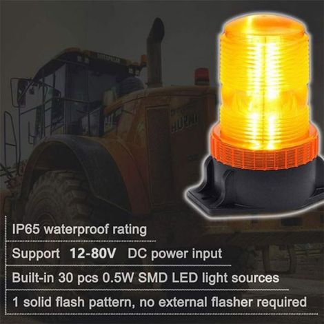 Gyrophare LED - 2 Unités - Orange - 360° Rotation - Étanche IP65 - Tension 10-80 V - Pour Camions Tracteurs Chantiers (1/4)