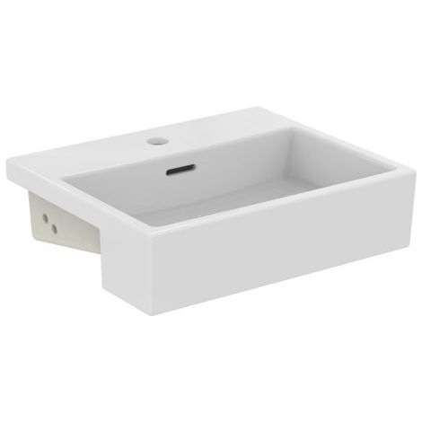 Lavabo à demi-encastrement IS Extra, 1 hauteur, avec vidange, 500x420x145mm, blanc avec IdealPlus