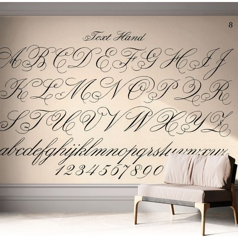Papier peint adhésif décoratif pour chambre et salon Design moderne à poser facilement Écriture calligraphique 312x219 cm (1/5)