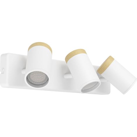 Faretti E Spot Moderno Consuma Metallo Bianco Legno Marrone 3 Luci Gu10 Ip44 (1/2)