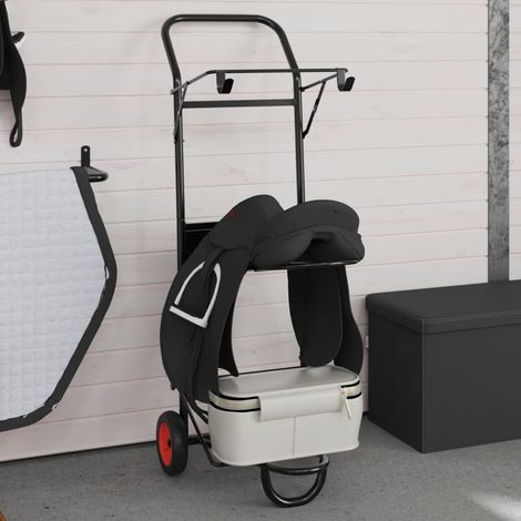 vidaXL Carrito de silla de montar plegable acero negro (1/2)