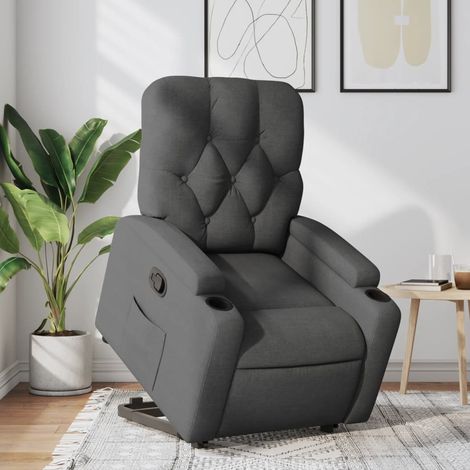 Sillón reclinable elevable de tela gris oscuro vidaXL