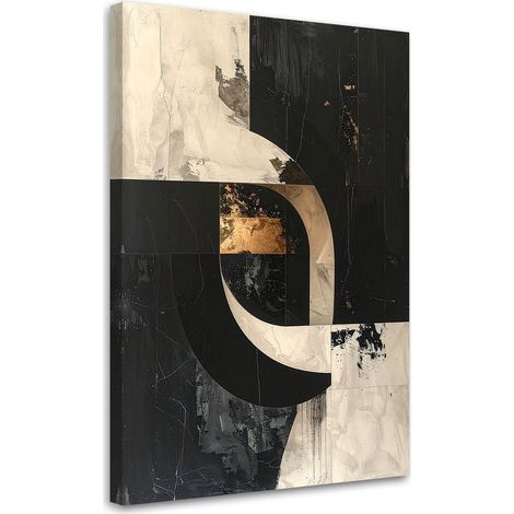 Quadro su tela, Astrazione geometrica nero oro, 40x60 (1/5)