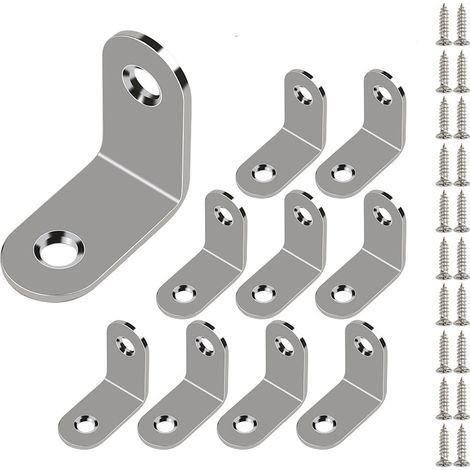 10 Pack Stainless Steel Angle Brackets, Square Edge Angle Brackets (with Screws), 30 x 30 mm Round Edge (1/5)