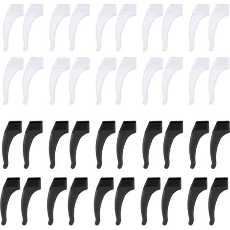 20 Paires Crochets d'Oreille Lunettes en Silicone Antidérapant Poignées Accessoires pour Lunettes de Soleil Lunettes Noir Blanc, (1/5)