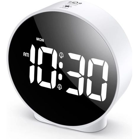 Réveil Numérique LED HD Double Alarme Horloge Bureau 12 24 Heures Luminosité Réglable Chambre (1/4)