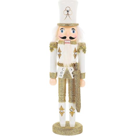 Soldat Casse-Noisette, figurine de Casse-Noisette de Noël en bois pailleté, marionnette de table-30X8.5X7CM-Golden (1/3)