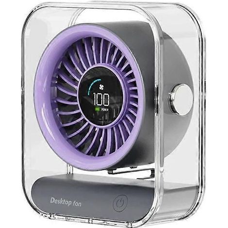 Mini-Tischventilator mit hoher Drehzahl, lila, USB-Ladefunktion, Digitalanzeige, für Zuhause