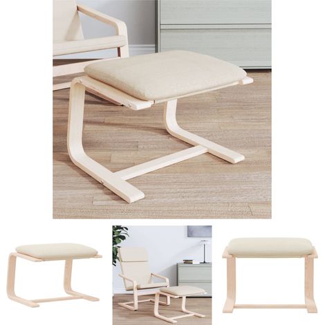 The Living Store Fußhocker Creme 51x41x40 cm Stoff - Polsterhocker (1/5)