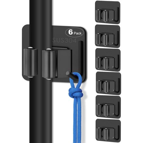 6-teiliges Wandbesenhalter-Set, Wandbesenhalter aus Edelstahl, Besenaufbewahrung mit Nägeln, kein Bohren erforderlich